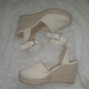 Women's Cream Espadrille Wedge Sandals